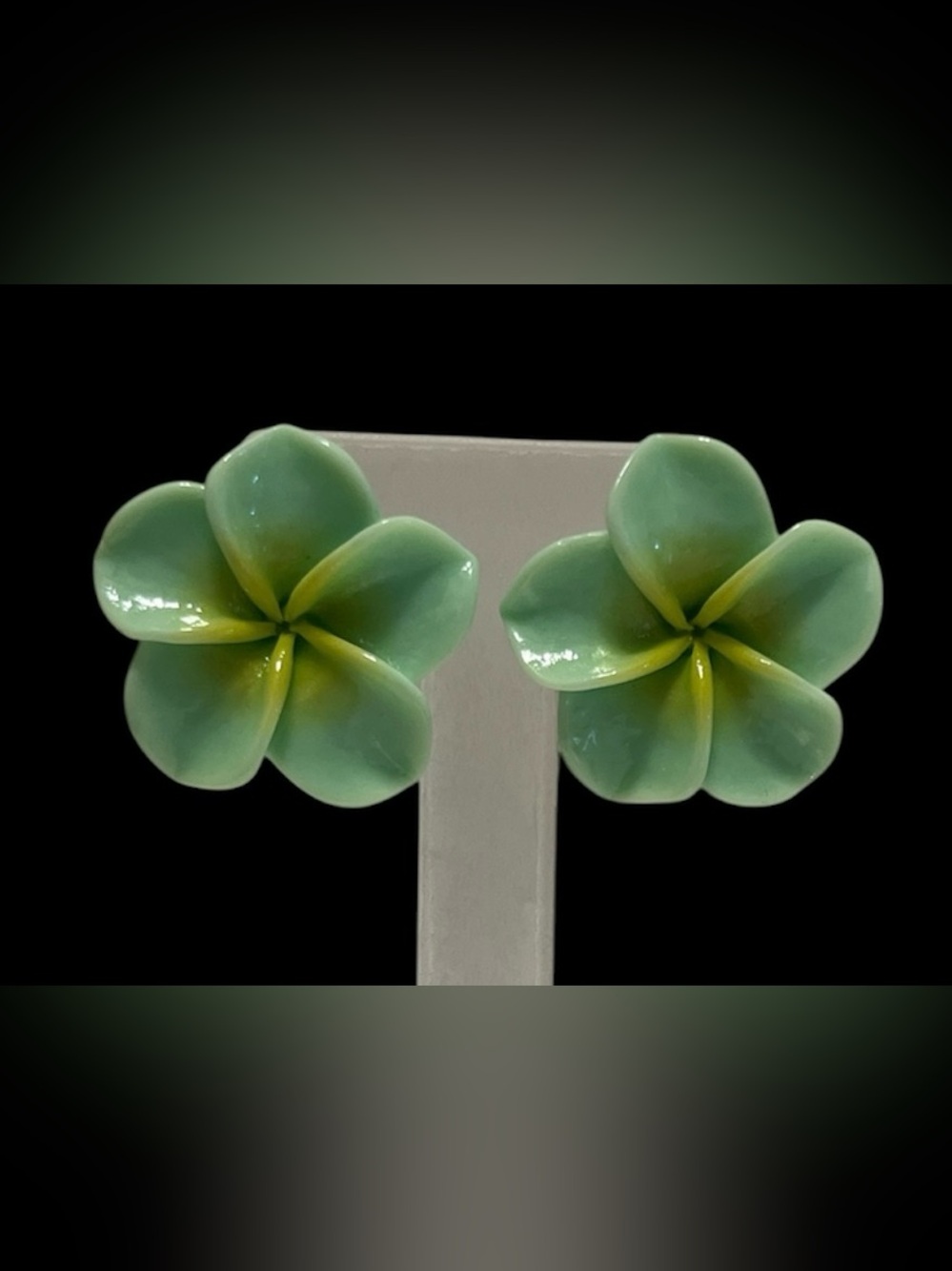 Plumeria Flower Stud Earrings - Picture 2 of 5